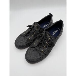 Sperry Crest Vibe animal print sneakers in black womens 9.5